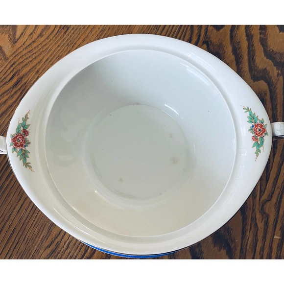 Allertons Ltd. Covered Casserole, English  Bone China, ALL5, Blue Band, Floral - Picture 6 of 10